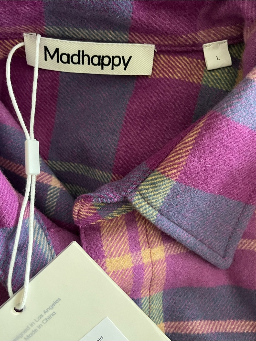 NWT Madhappy Wool Purple Plaid Buttondown Shirt Size Large (May Fit Up To XXL) - Picture 10 of 12